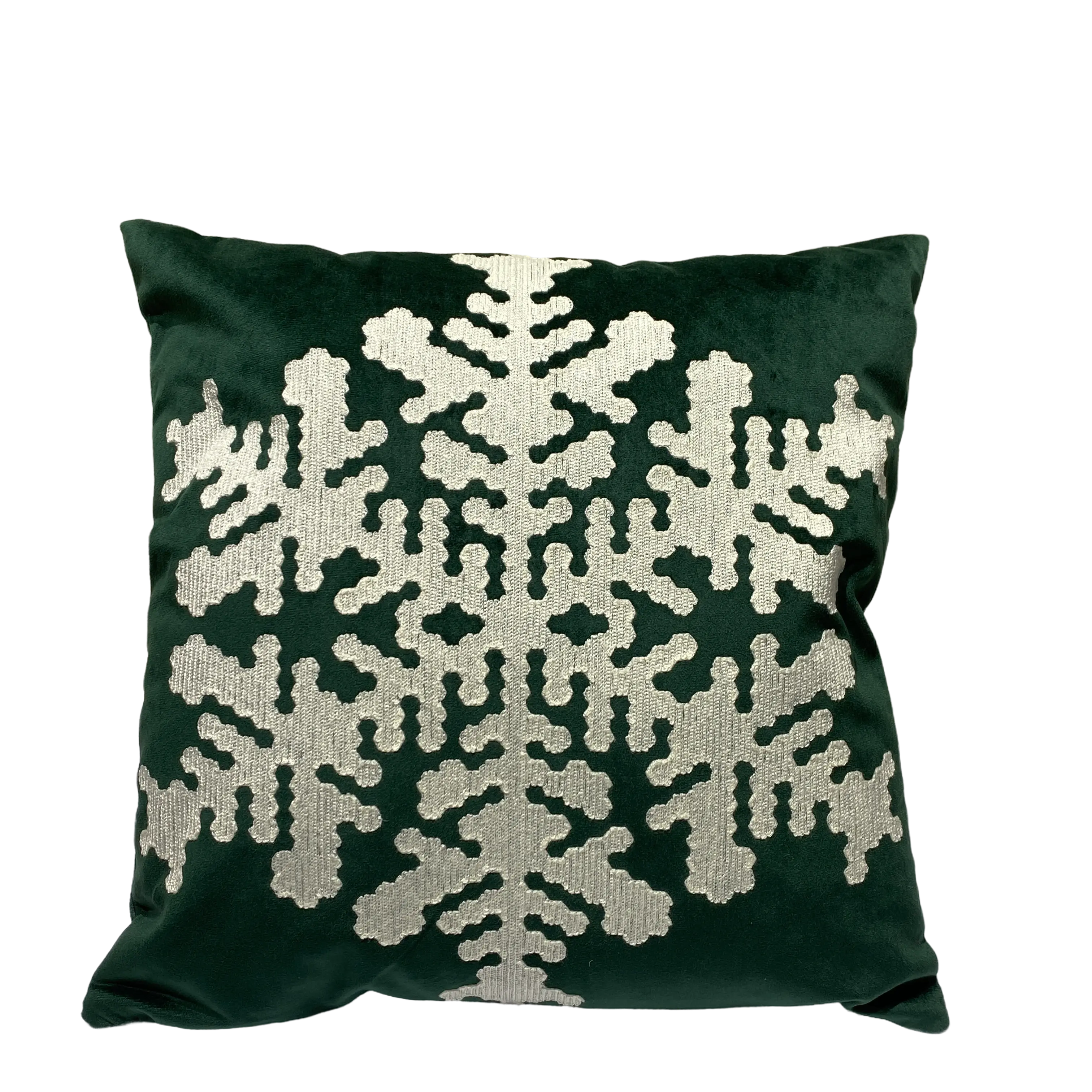 Velvet Christmas Decorative Pillowcase Square Green 45x45cm Snowflake Decorative Throw Pillow